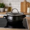 GARNEK EMALIOWANY 14cm Z POKRYWĄ BANQUET METALLIC BLACK 0,7L